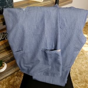 Figs Casma top & Livingston Pant Heather Denim M/MT